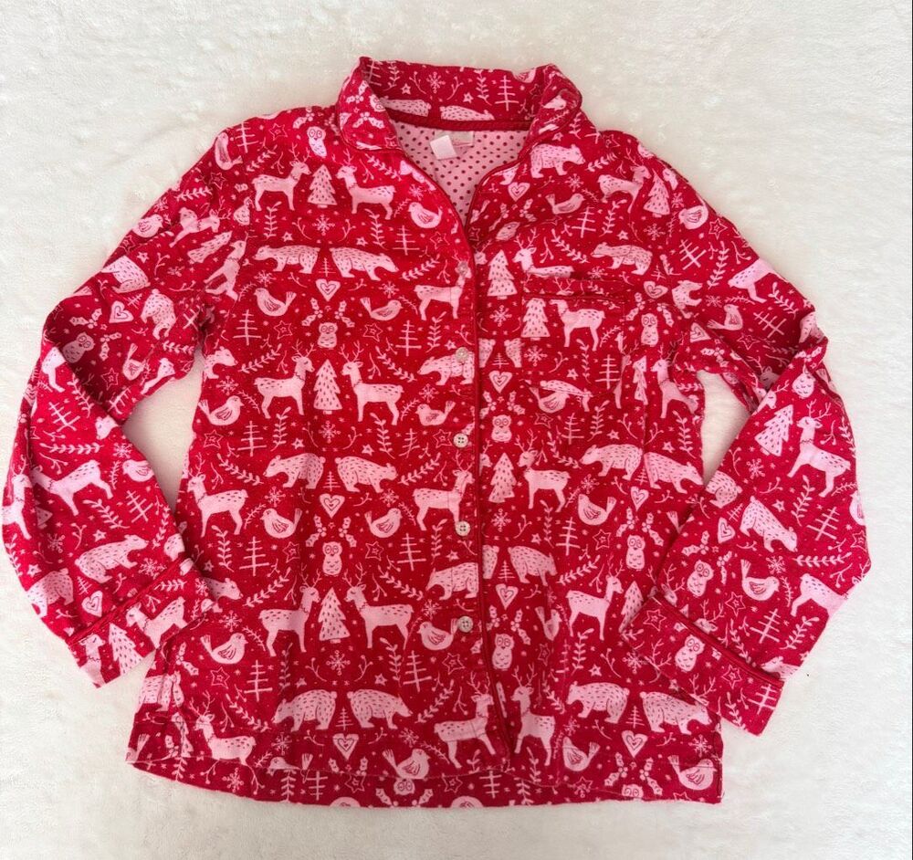 Gilligan & O’Malley Red Nordic Animal Print Fleece Pajama Top